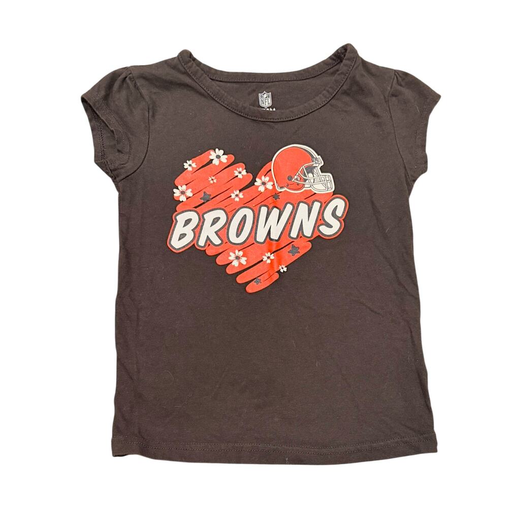 Cleveland Browns NFL Team Apparel Kids Youth Girls Shirt Size 4T Heart Football
